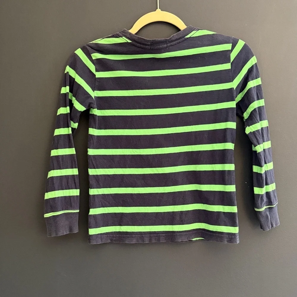 Polo Ralph Lauren Boys Striped Long Sleeve Shirt Size 6 Navy Green 100% cotton